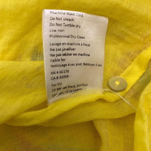 Banjanan Buttercup Birdie Long Sleeve Yellow Flowy Dress Size L - Picture 9 of 10